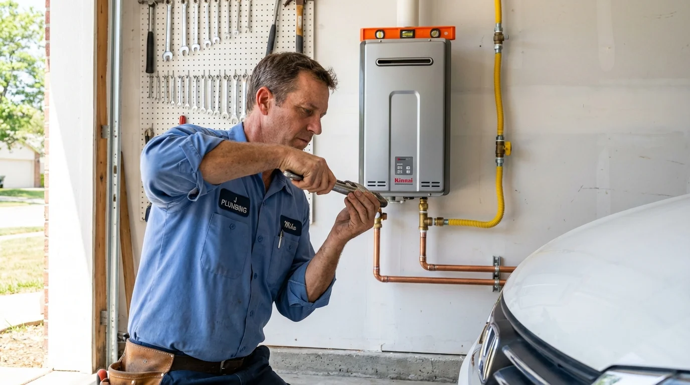 Tankless water heater installation by a Johns Plumbing LLC plumber in Weaverville
