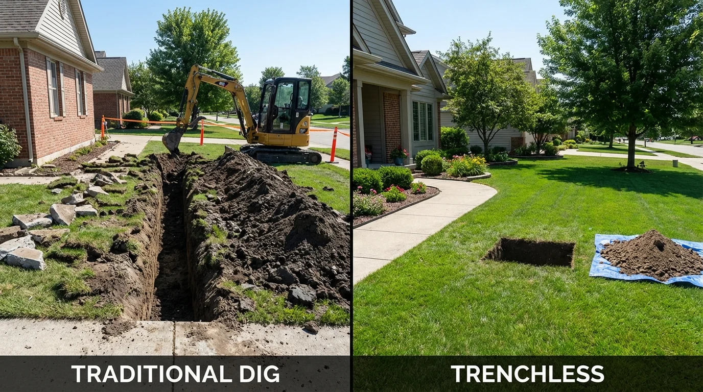 Trenchless sewer repair with minimal yard damage versus traditional excavation in Weaverville, CA